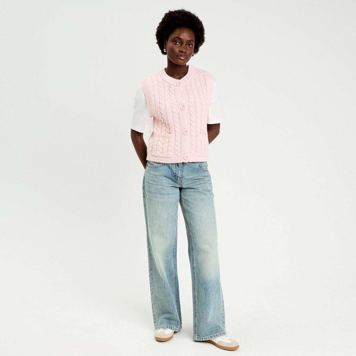 Gilet sans manches rose clair femme
