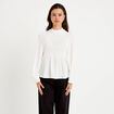 Blouse p&eacute;plum manches longues pliss&eacute;e ecru femme