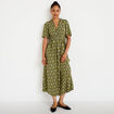 Robe longue manches courtes vert femme