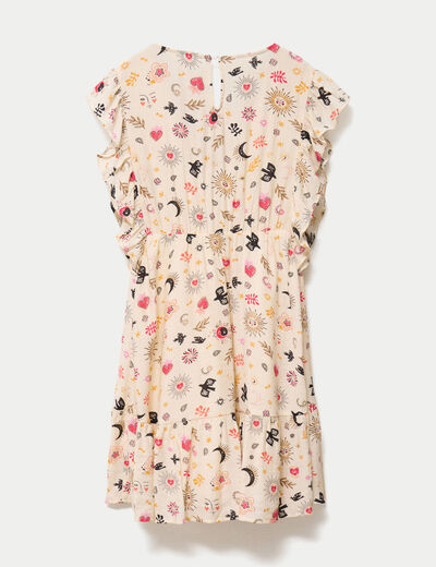 Robe courte &eacute;vas&eacute;e col v manches courtes blanc femme