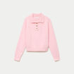 Polo manches longues col chemise rose clair femme