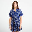Robe courte &eacute;vas&eacute;e col chemise bleu marine femme