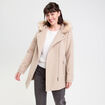 Manteau droit avec capuche beige femme
