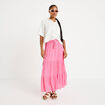 Jupe longue pliss&eacute;e &eacute;vas&eacute;e rose vif femme