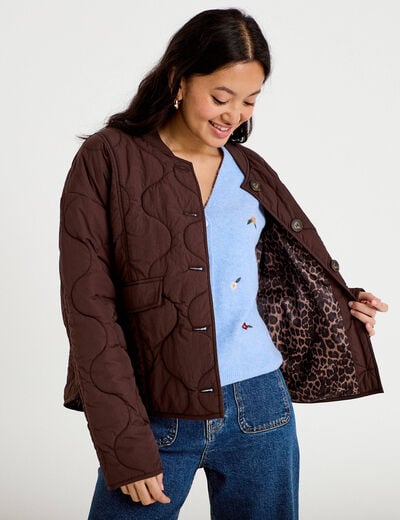 Veste ample manches longues marron fonc&eacute; femme