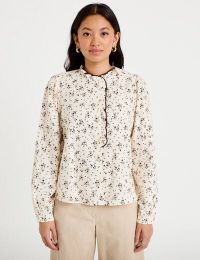 Chemise droite manches longues multicolore femme