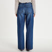 Jeans wide leg taille haute bleu fonc&eacute; femme
