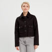 Veste bouclette boutonn&eacute;e noir femme