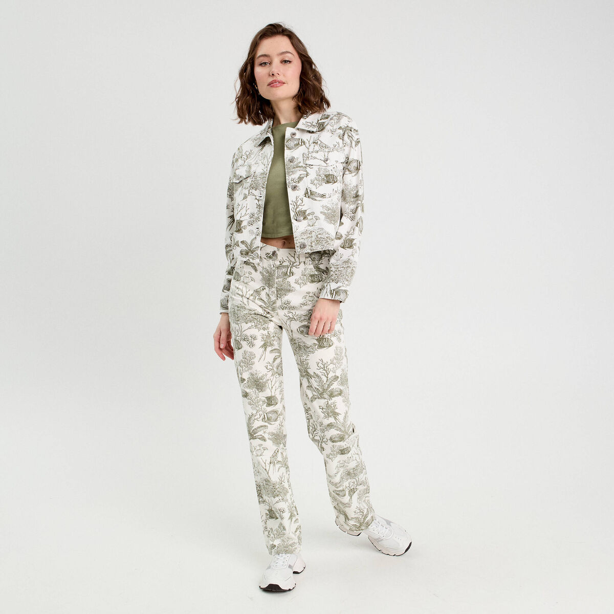 Jean droit taille haute blanc femme