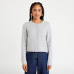 Gilet boutonn&eacute; manches longues gris fonc&eacute; femme
