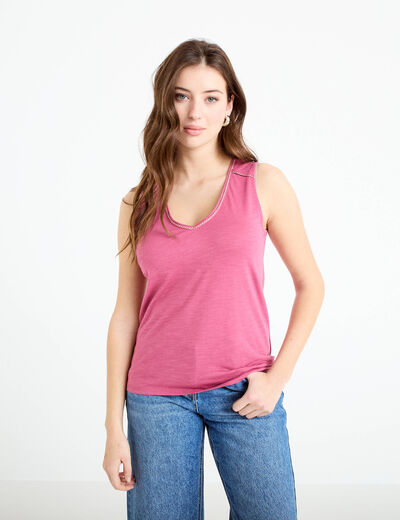 D&eacute;bardeur col v vieux rose femme
