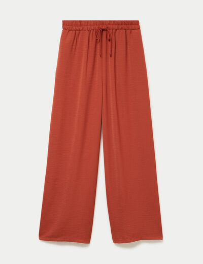 Pantalon large fluide orange fonc&eacute; femme