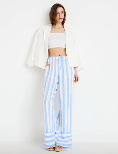 Pantalon large taille standard blanc femme