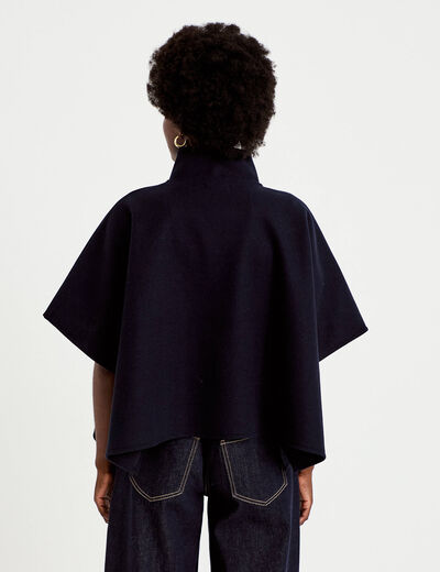 Poncho col am&eacute;ricain bleu marine femme