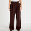 Pantalon large avec ceinture &agrave; bijou marron fonc&eacute; femme