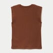 T-shirt col rond sans manches marron femme