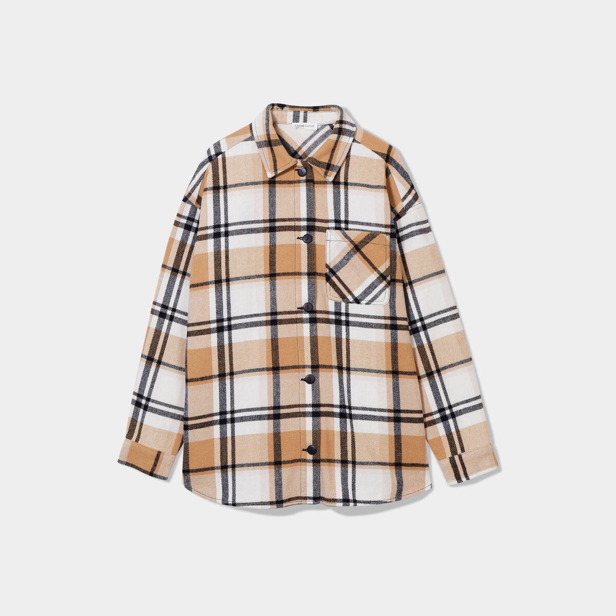 Surchemise manches longues beige femme