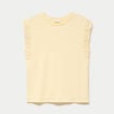 D&eacute;bardeur col rond jaune pastel femme