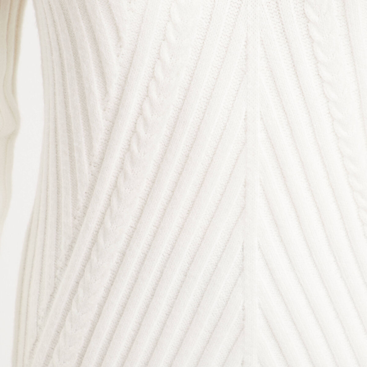 Robe pull &agrave; torsades ecru femme