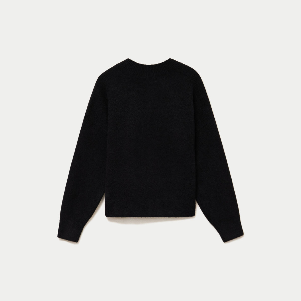 Pull ample col rond manches longues noir femme
