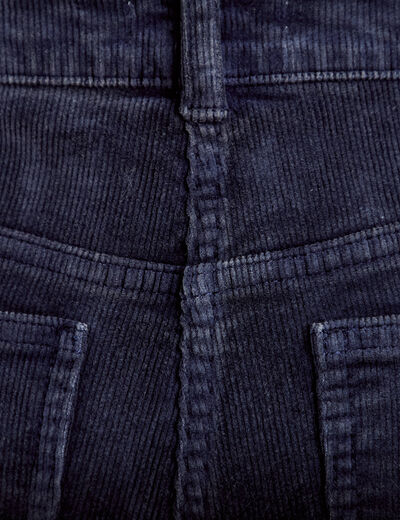 Pantalon droit en velours bleu marine femme