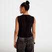 Gilet sans manches col rond noir femme