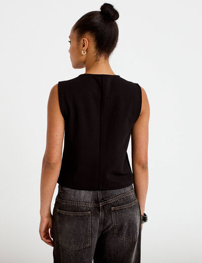 Gilet sans manches col rond noir femme
