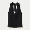 Top cintr&eacute; sans manches avec relief noir femme