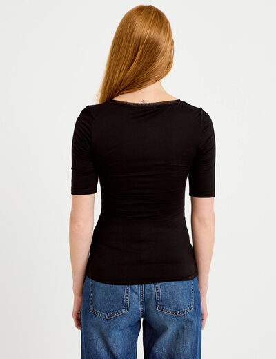 T-shirt ajust&eacute; manches courtes noir femme