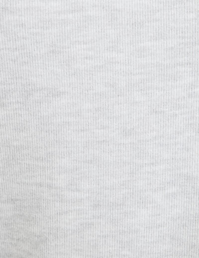 Sweat duveteux col rond manches longues gris clair femme