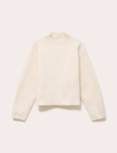 Sweat col montant ecru femme