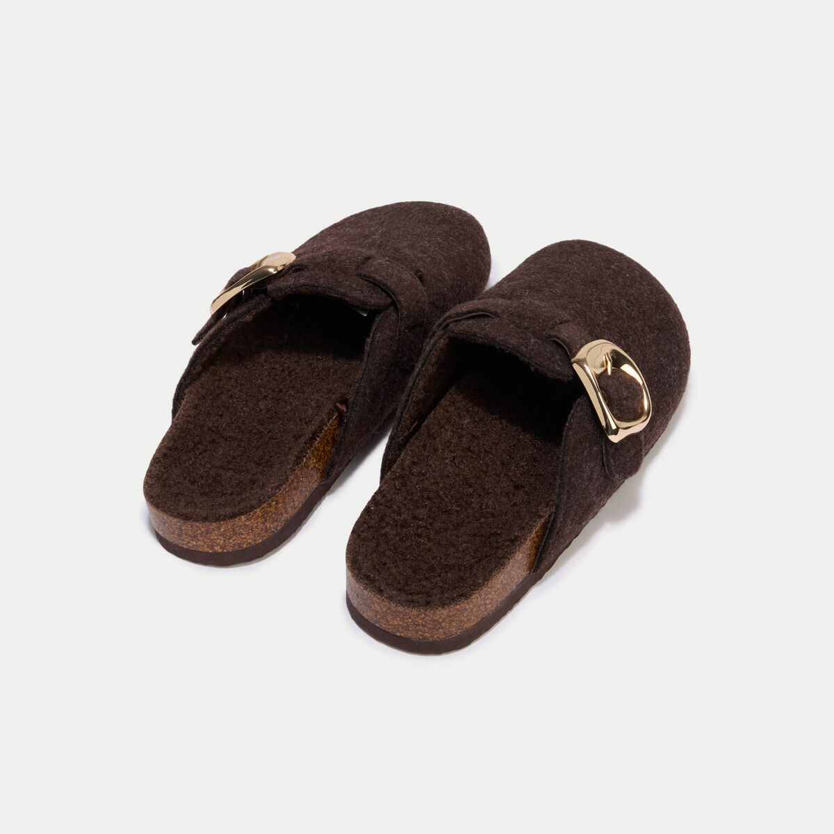 Chaussons sabot marron fonc&eacute; femme