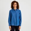 Chemise droite en jean col am&eacute;ricain denim stone femme