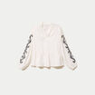 Blouse col v manches longues ecru femme