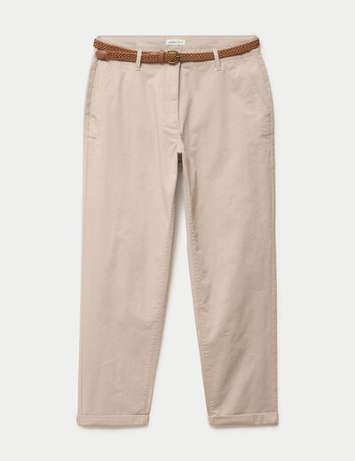 Pantalon chino 7/8&egrave;me beige femme