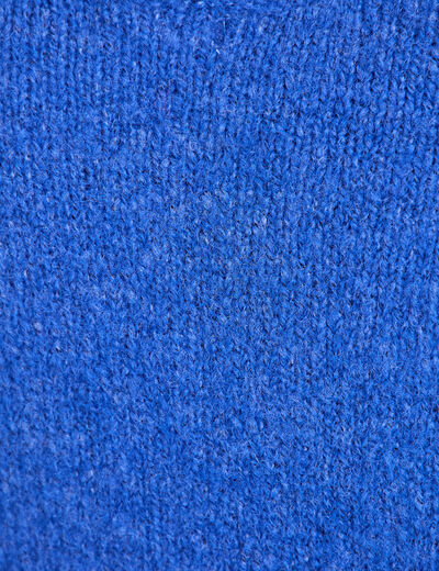 Pull col rond manches courtes bleu electrique femme
