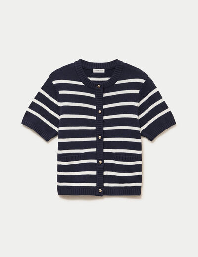 Gilet manches courtes bleu femme