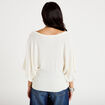 Pull ample manches courtes col rond ecru femme