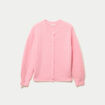 Gilet ample col rond manches longues rose femme