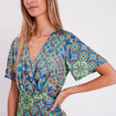 Robe droite drap&eacute;e satin bleu roi femme