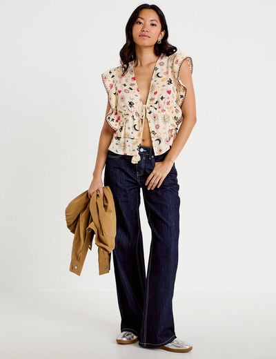 Blouse droite sans manches blanc femme