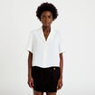 Chemise droite cropped col classique ecru femme