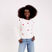 Pull &agrave; motifs coeurs ecru femme
