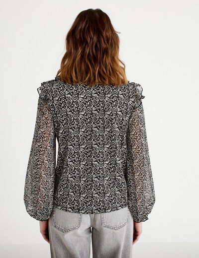 Blouse &agrave; volants noir femme