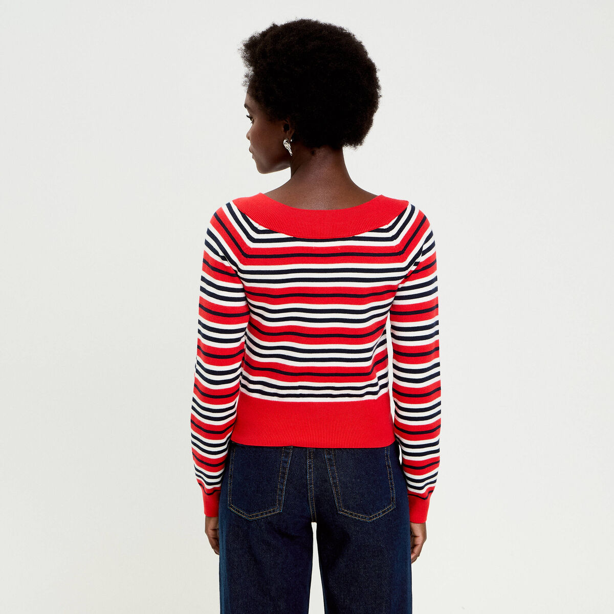 Gilet col bateau rouge femme