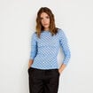 T-shirt ajust&eacute; col rond manches longues bleu ciel femme