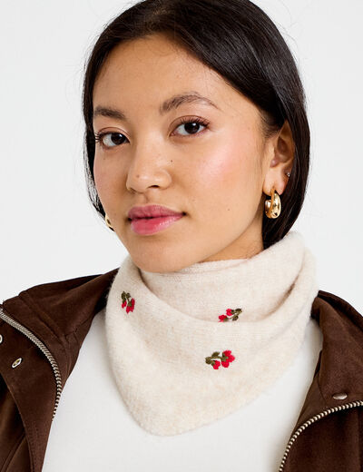 Foulard avec broderie ecru femme
