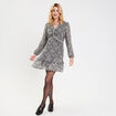 Robe droite courte voile manches longues blanc femme
