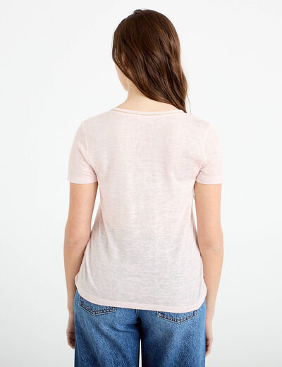 T-shirt manches courtes iris&eacute; rose clair femme