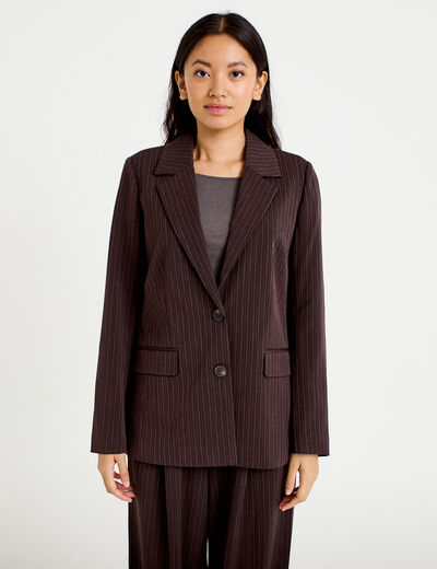 Blazer col classique manches longues marron femme